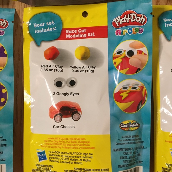 New Bundle Of 6 Play-Doh Air Clay Modeling Kits Include 2-Food 2-Race Car 2-Dino - Picture 5 of 7